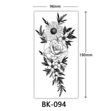 Popxstar Butterfly Fake Tattoo for Woman Black Flower Tattoo Sketch Tattoo Sticker  Rose Blossom Tattoo Temporary Waterproof