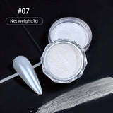 Popxstar Aurora Pearl Nude Pink White Nails Glitter Dust Chrome Moonlight White Rubbing on Powder Shell Mirror Pigment Nail Art Supplies