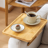 Popxstar  Foldable Sofa Tray Table Natural Wooden Sofa Armrest Clip-On Tray Household Portable Armrest Tray for Snacks Drinks Coffe Plate