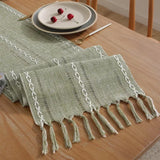 Popxstar  1Pc Linen Tassel Table Runner Rustic Farmhouse Style Tablecloth For Baby Shower Birthday Party Decoration Wedding Table Supplies