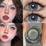 Popxstar  1Pair Blue Lens Color Eyes Contacts Lenses with Graduation Degree Myopic Prescription -0.00 to -8.00 High Quality Lens