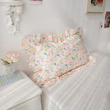 1 Piece Brief Pillowcase Ruffle Design Pillow Cover Floral Printed Princess Pillow Case