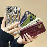 3D Water Ripple Pattern Phone Case For IPhone 17 16 15 14 13 12 Pro Max Soft Shockproof Back Cute Lens Protection Cover Funda