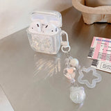 Popxstar Korean Clear Bow knot Star Bell Keychain Case For Airpods Pro 2 Earphone Charging Box Bag Cover For Airpod 1/2/3/4 Soft Shell