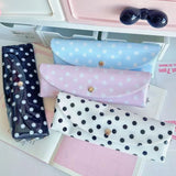 PVC Polka Dot Pencil Case Snap Button Closure Lightweight Storage Pouch Korean Style Durable Stationery Organizer Daily Use