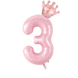 Popxstar  40inch Pastel Light Blue Pink Foil Number Balloon With Crown 1 2 3 4 5 6 Boy Girl Birthday Party Baby Shower Wedding Decoration