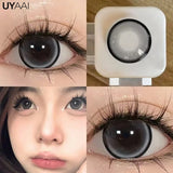 Myopia 15MM Black Diomonds Lenses with Degree 1 Pair Big Eyes Natural Black Lenses Brown Colored Contacts Gray Purple Lens