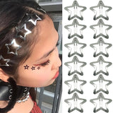 4/10/12pcs Y2k Silver Star Hair Clips Women Grils Alloy Barrettes Metal Glitter Star Hairpin Side Clip Hair Accessories