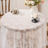 Embroidered Lace Table Cloth French Artistic Ruffled Table Cover Elegant Hollowed Out Home Anti-Slip Linen Decorative Tablecloth