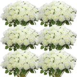 Popxstar 100 Pieces Artificial Roses Flowers Fake Silk Roses Bouquet for Table Centerpiece Vases Wedding Party Decor