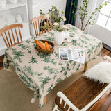 Popxstar American Tablecloth Green Pine Cotton Linen Printed Table Mat Dining Room Cloth Rectangular Kitchen Table Cover Cloth Non-Slip
