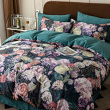 Popxstar  1000TC Egyptian Cotton Flowers Plant Prints Bedding Set Single Double Queen King Size Duvet cover Set Bed Sheet Pillowcases 4Pcs