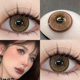 Popxstar  Colored Contact Lenses for Eyes with Degree Natural Brown Pupils Fashion Lens Green Eyes Contacts Lenses Yearly 2pcs/pair