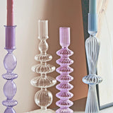 Popxstar Glass Candle Holders Nordic Decor Taper Candle Holder Candlesticks for Home Wedding Room Decoration Party Vase Home Decor