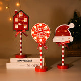 Popxstar LED Christmas Lamp Santa Stop Here Street Sign Xmas Wooden Desktop Ornaments Light 2024 Christmas Home Decoration New Year Gifts