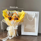 Popxstar  Hand Knitted Flower Bouquets Graduation Flower Bouquet Crochet Flowers Bouquet Finished Flower Bouquet Graduation Ceremony Gifts