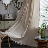 Popxstar Boho Floral Windows Beige Tassel Curtain Vintage Cotton Linen Blend for Bedroom Living Room Semi-Blackout Home Decoration Luxury