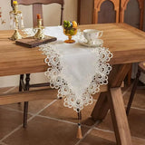 Lace Table Flag Tablecloth Light Luxury Highend Feeling Long Strip Countryside Tea Table Table Mat Dustproof and Beautiful