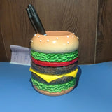 Popxstar Hamburger Pen Holder Pencil Holder for Desk Hamburger Handmade Pencil Holder Bedroom Desk Organizers Desk Accessories Decoration