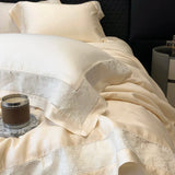 Popxstar  Lyocell Bamboo Fiber Luxury Embroidery Summer Quilt Soft Silky Thin Comforter Blanket With Bed Sheet Pillowcases Bedding Set
