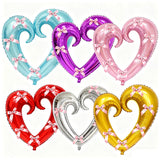 Popxstar  40 inch Large Heart Foil Balloon with Bow, Red Hook Heart Shape For Valentine's Day Wedding Engagement Bachelor's Party Decor