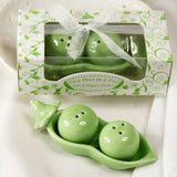 Popxstar  Ceramic Bean Pod Salt Pepper Shakers Set Cute Kitchen Condiment Jars Spoons Modern Dining Tableware Decorative Home Gift
