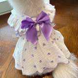 Summer Princess Dog Clothes Cute Heart Print Bow Dress for Chihuahua Puppy Sweet Skirt Cotton Dress for Girl Dog Pet Costume