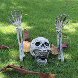 Popxstar Halloween Realistic Skull Skeleton Head Human Hand Arms for Halloween Party Home Garden Lawn Decor Haunted House Horror Props