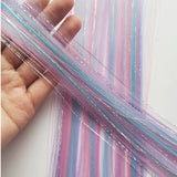 Popxstar Unicorn Clip in Colored Hair Extensions Mixed Silver Tinsels Synthetic Rainbow Hair Holiday Party Highlights for Women Girls