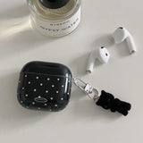 Popxstar  Korea Cute Black Polka Dots Soft Cover Case For Apple AirPdos 1 2 3 4 Pro 2 Earphone Protection Cases Cartoon Lovely Cat Pendant