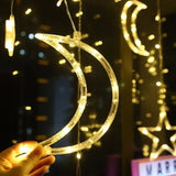 Popxstar 2.5M LED Lights Romantic Moon Star LED Curtain String Lighting Strip Holiday Wedding Garland Party Decoration