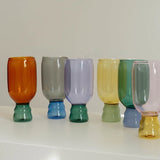 Popxstar Champagne Glass Handmade Color Glass Wine Goblet Juice Cup Heat-Resistant Water Cup Drinking Wine Glass Cocktail-glass