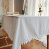 Popxstar Cotton Fabric Tablecloth Tassels Stitching Washable Table Cloth for Wedding Party Dining Banquet Decoratio Christmas Table Cover