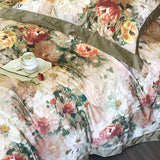 Popxstar  1000TC Egyptian Cotton Vintage Oil Painting Style Flowers Print Bedding Set Duvet Cover Flat/Fitted Bed Sheet Pillowcase 4Pcs