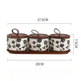 Popxstar 3pcs Ceramics Jars Lid Coffee Bean Storage Container‌ Dustproof and Moisture-proof with Cover Kitchen Organizer Jars for Spices