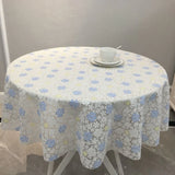 Plastic Small Round Table Cloth Water-resistant Non-washable Pastoral Style Coffee Table Cloth PVC Household Dining TableCloth