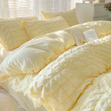 3/4Pcs Bedding Set Solid-Color Minimalist Bubble Gossamer Bed Linen With Ruffles Double Bed Beddings Sets Full Four-Season