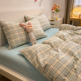 Popxstar Fashion Plaid Bedding Set 100% Cotton Duvet Cover Set Home Textiles Nordic Bed Sheet Queen King Quilt Cover Pillowcase Bed Linen