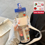 800ML Large Capacity Simple Plastic Water Bottle With Straw Portable Bubble Tea Infuser Filter Girl Student Juice Drinkwater Cup