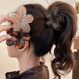 Popxstar Women's Laser Mermaid Princess Flower Shaped 8cm/3.15in Large-Size Brown Beige Lightweight Plastic Hair Clips Fashionable And
