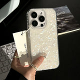 Popxstar  Luxury Glitter Shell Pattern Laser Phone Case For iPhone 17 Air 11 12 13 14 15 16 Pro Max X XR XS Plus Soft IMD Shockproof Cover