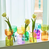 Popxstar 2pc Set Mini Vases Terrarium Hydroponic Plant Pot Glass Vase Wedding Flowers Candle Holders Decor Avocado Glass Growing Bud Vase