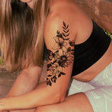 Popxstar  1 Pc Washable Temporary Tattoo, Vivid Red Ink Flower Minimalist Design, Suitable For Daily Use