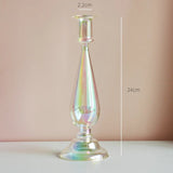 Popxstar Glass Candle Holder Home Decor Nordic Rainbow Vase Flower Table Living Room Decoration Candlestick Holder for Wedding