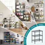 Popxstar 3-5 Tier Storage Bookshelf Adjustable Metal Wire Racks Heavy Duty Standing Shelf Organizer for Living Room and Kitchen