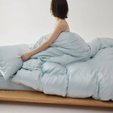New Simple 100% Lyocell Bedding Set Solid Soft Skin-friendly Queen Duvet Cover Set with Sheets Natural Plant Fibre Quilt Cover