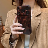 Retro Brown Amber Pattern Shockproof Protective Phone Cover Case for iPhone 17 16 15 14 13 12 11 Pro Max Plus Air