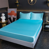 Popxstar Luxury Satin Fitted Sheet High-End Solid Color Mattress Cover With Elastic Band Bedsheet 140x200 200x220 Fit Sheet