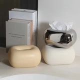 Popxstar  Nordic Cream Style Ceramic Tissue Box Living Room Bedroom Coffee Desktop Decoration Ornament Creative Tissue Holder Tissue Box