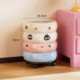 Popxstar  12L Doughnut Shape Wastebasket with Lid Wheel Recycle Bin Bedroom Living Room Kitchen Garbage Cube Cream Wind Cute Trash Can